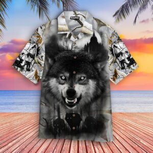 Hunting Wolf Hawaiian Shirt Product Photo 1